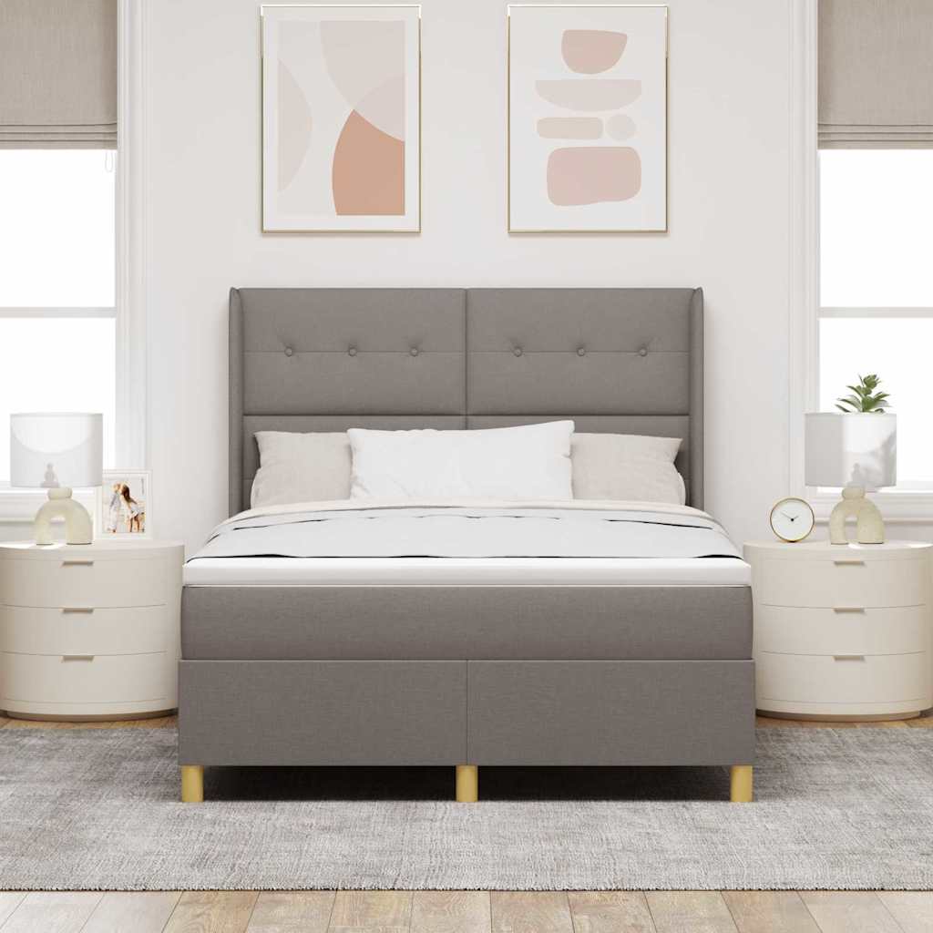 vidaXL Κρεβάτι με ελατήρια με στρώμα Taupe 140 x 190 cm ύφασμα