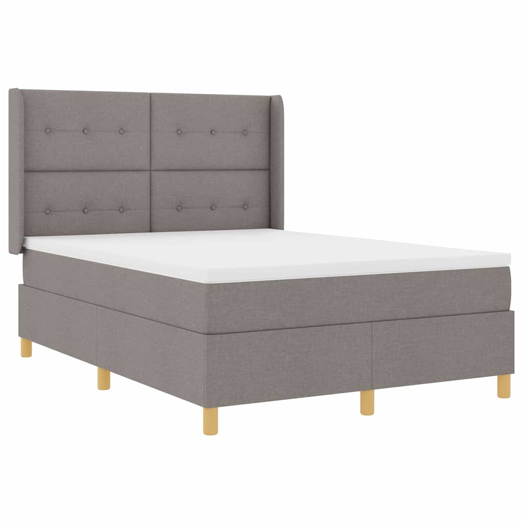 vidaXL Κρεβάτι με ελατήρια με στρώμα Taupe 140 x 190 cm ύφασμα