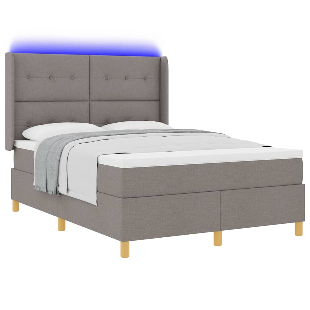vidaXL Κρεβάτι με ελατήρια με στρώμα Taupe 140 x 190 cm ύφασμα