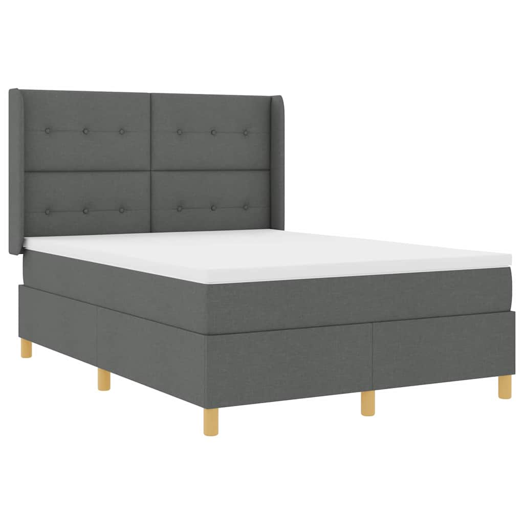 vidaXL Κρεβάτι με ελατήρια με στρώμα Γκρι 140 x 200 cm ύφασμα