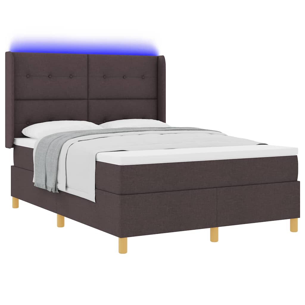 vidaXL Κρεβάτι με ελατήρια με κεφαλάρι Καφέ 140 x 200 cm ύφασμα