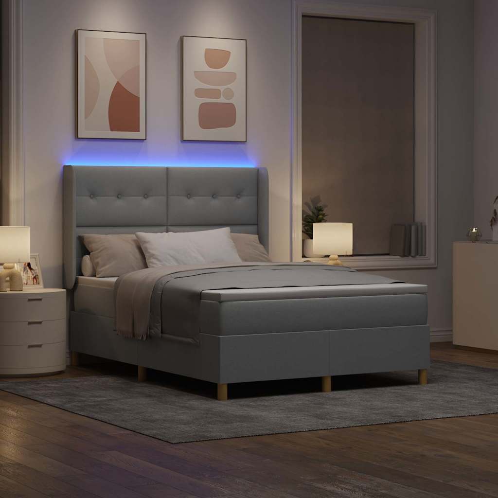 vidaXL Κρεβάτι με ελατήρια Ανοιχτό γκρι 160 x 200 cm ύφασμα