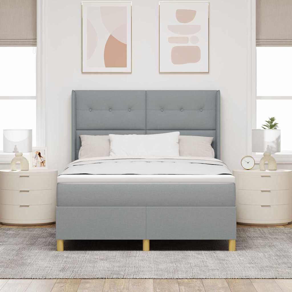 vidaXL Κρεβάτι με ελατήρια Ανοιχτό γκρι 160 x 200 cm ύφασμα