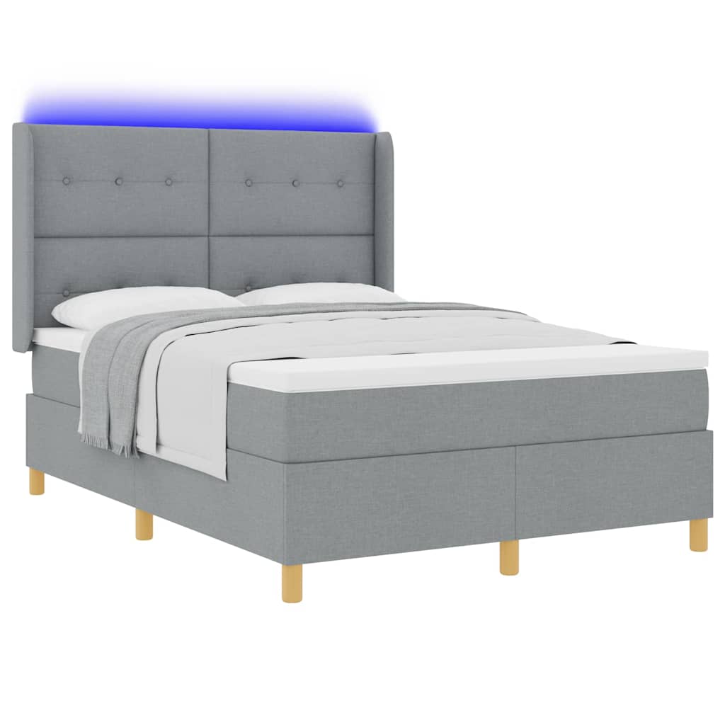 vidaXL Κρεβάτι με ελατήρια Ανοιχτό γκρι 160 x 200 cm ύφασμα
