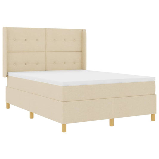 vidaXL Κρεβάτι με ελατήρια με κεφαλάρι Κρεμ 160 x 200 cm ύφασμα