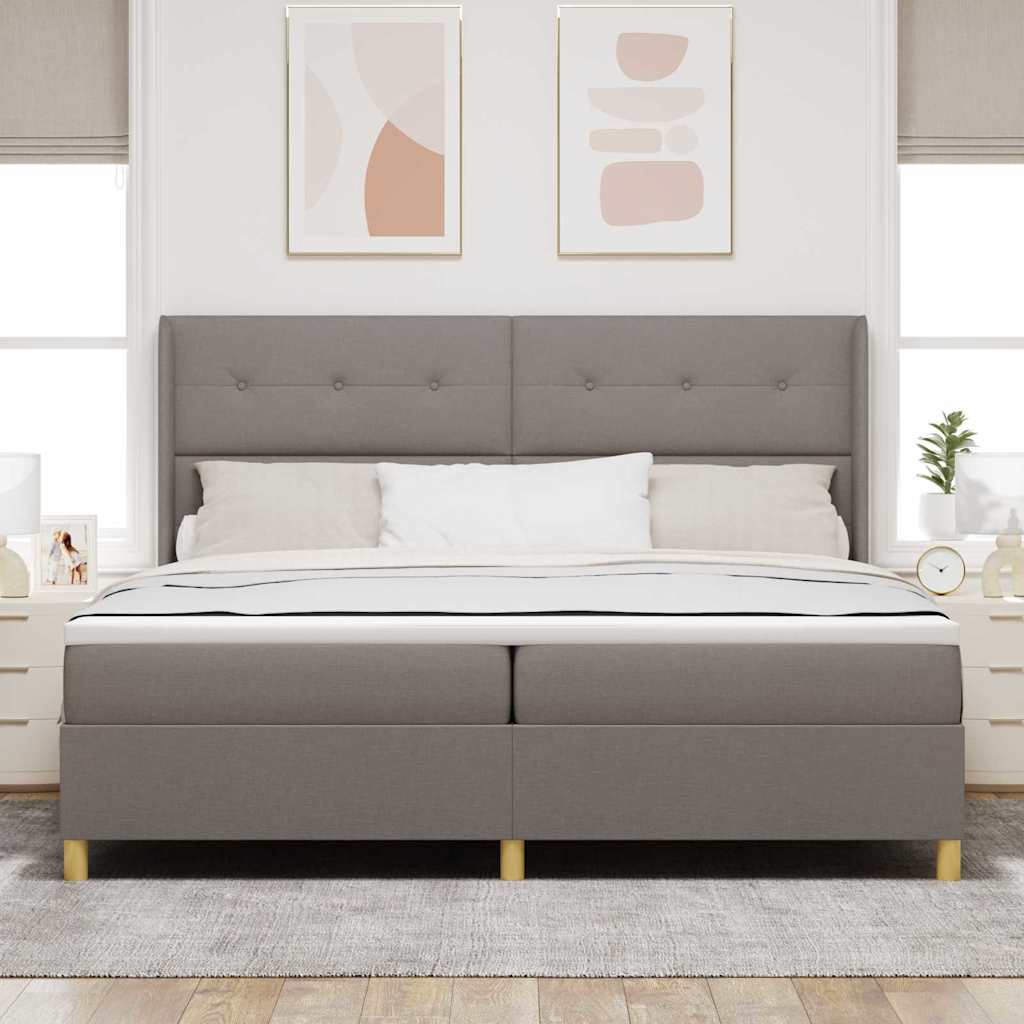 vidaXL Κρεβάτι με ελατήρια με κεφαλάρι Taupe 200 x 200 cm ύφασμα