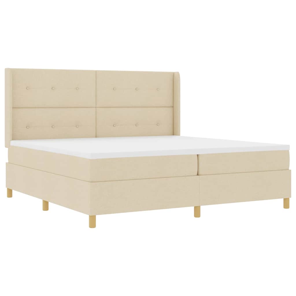vidaXL Κρεβάτι με ελατήρια με κεφαλάρι Κρεμ 200 x 200 cm ύφασμα