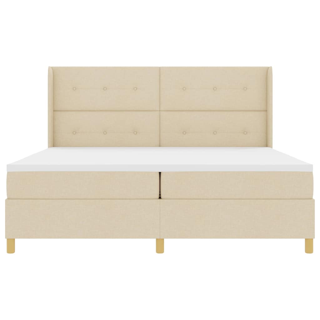 vidaXL Κρεβάτι με ελατήρια με κεφαλάρι Κρεμ 200 x 200 cm ύφασμα