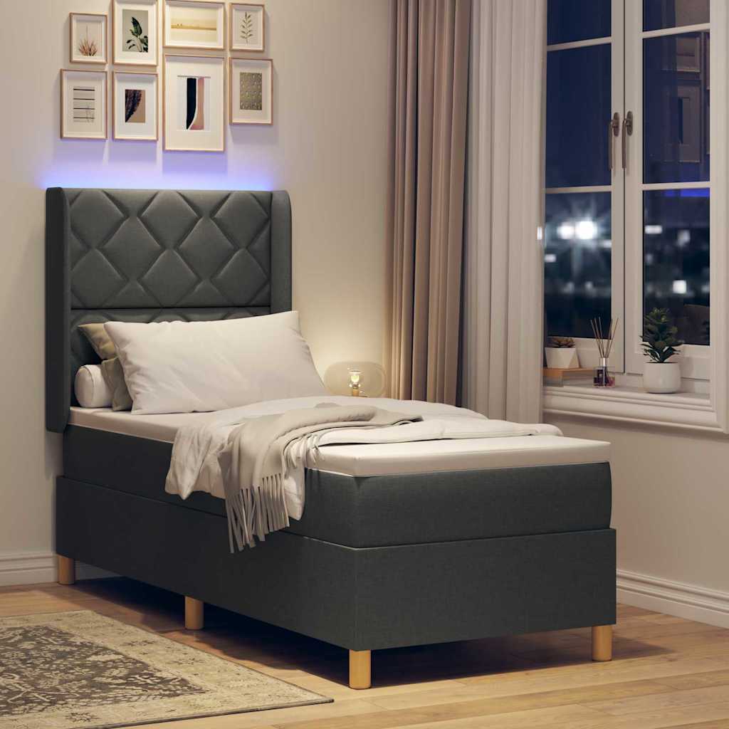 vidaXL Κρεβάτι με ελατήρια με κεφαλάρι Γκρι 80 x 200 cm ύφασμα