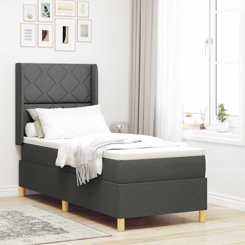 vidaXL Κρεβάτι με ελατήρια με κεφαλάρι Γκρι 80 x 200 cm ύφασμα