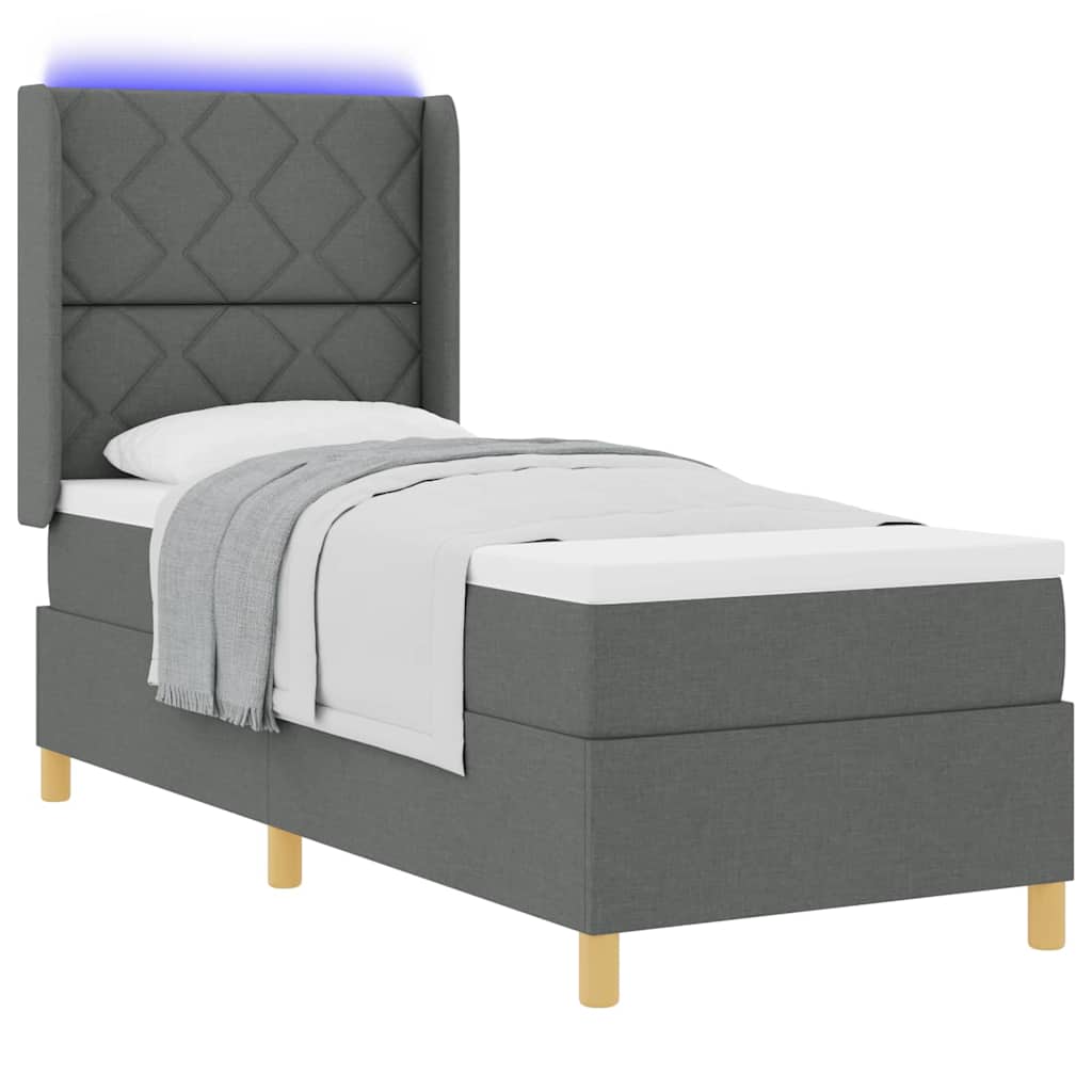 vidaXL Κρεβάτι με ελατήρια με κεφαλάρι Γκρι 80 x 200 cm ύφασμα