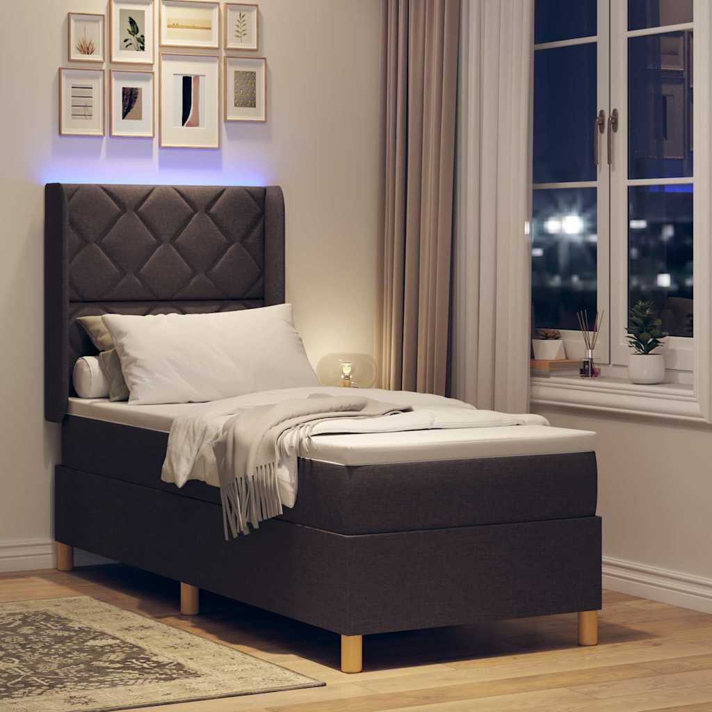 vidaXL Κρεβάτι με ελατήρια με κεφαλάρι Καφέ 80 x 200 cm ύφασμα