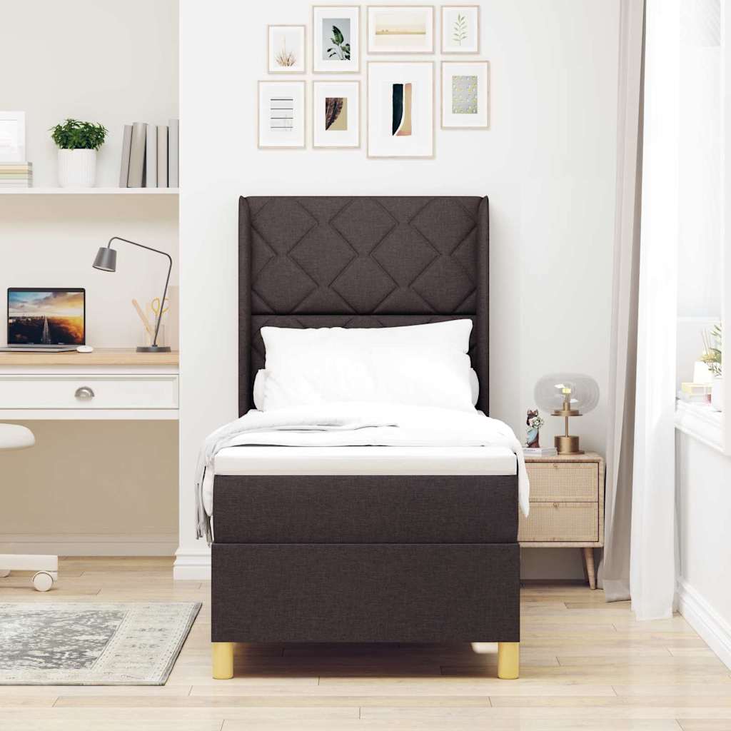 vidaXL Κρεβάτι με ελατήρια με κεφαλάρι Καφέ 80 x 200 cm ύφασμα