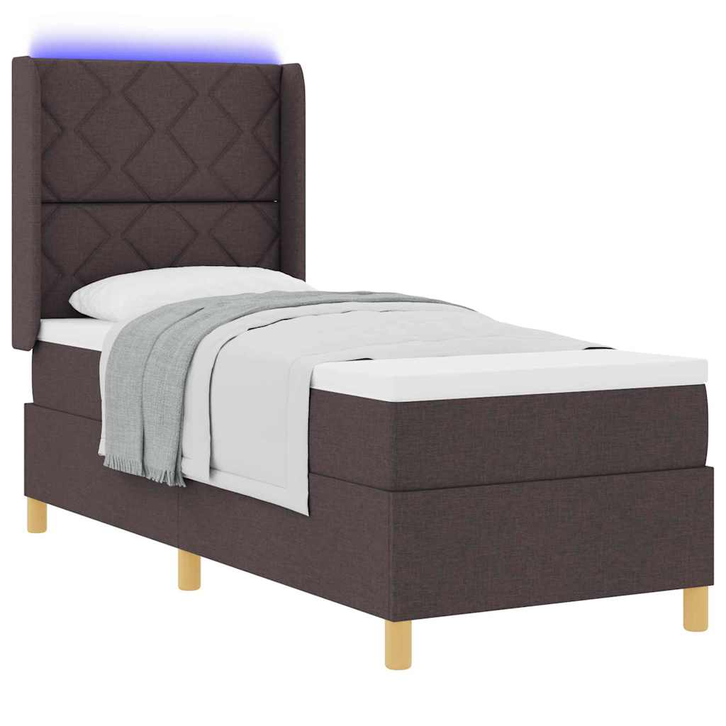 vidaXL Κρεβάτι με ελατήρια με κεφαλάρι Καφέ 80 x 200 cm ύφασμα