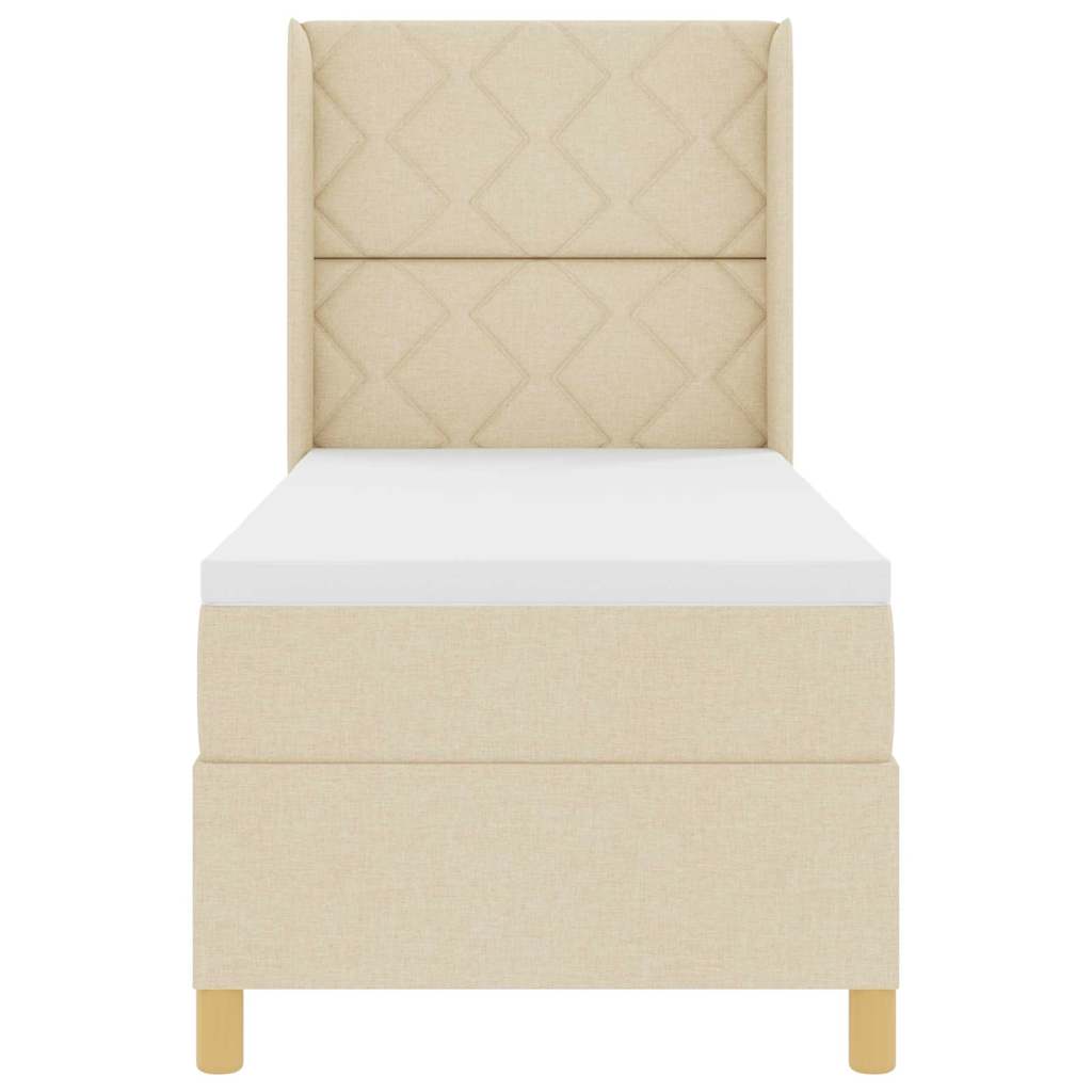 vidaXL Κρεβάτι με ελατήρια με στρώμα Κρεμ 140 x 200 cm ύφασμα