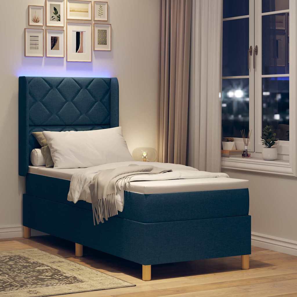 vidaXL Κρεβάτι με ελατήρια με κεφαλάρι Μπλε 80 x 200 cm ύφασμα