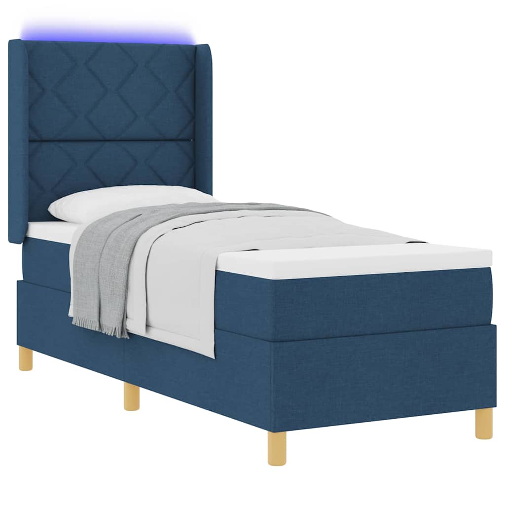 vidaXL Κρεβάτι με ελατήρια με κεφαλάρι Μπλε 80 x 200 cm ύφασμα
