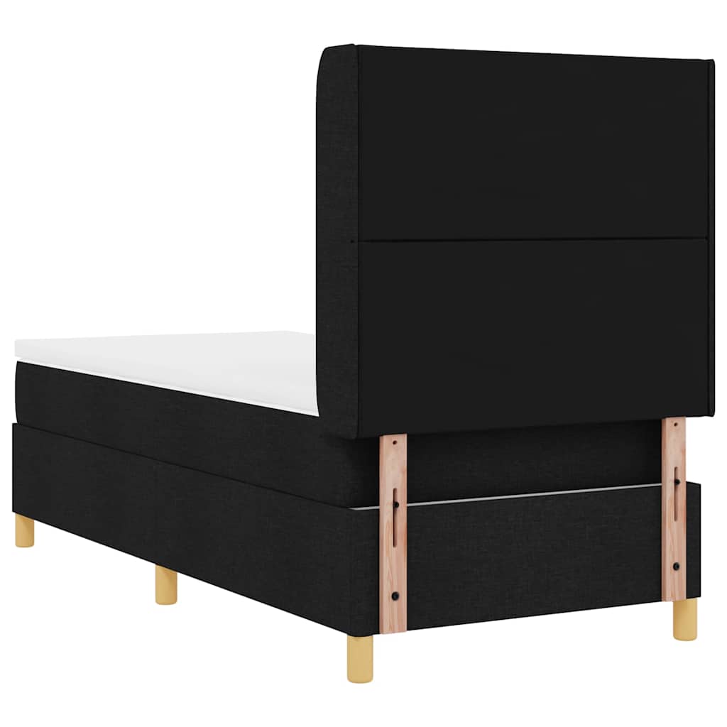 vidaXL Κρεβάτι με ελατήρια με κεφαλάρι Μαύρο 90 x 190 cm ύφασμα