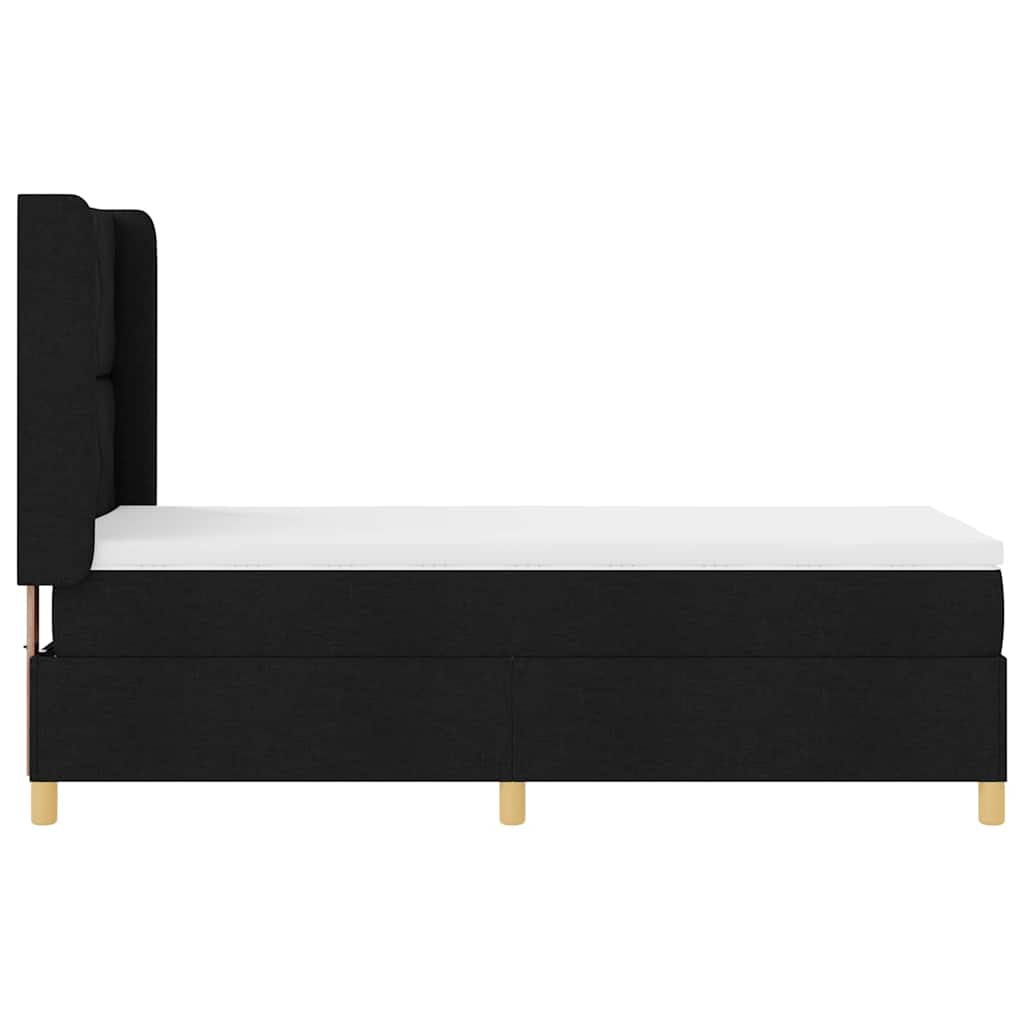 vidaXL Κρεβάτι με ελατήρια με κεφαλάρι Μαύρο 90 x 190 cm ύφασμα