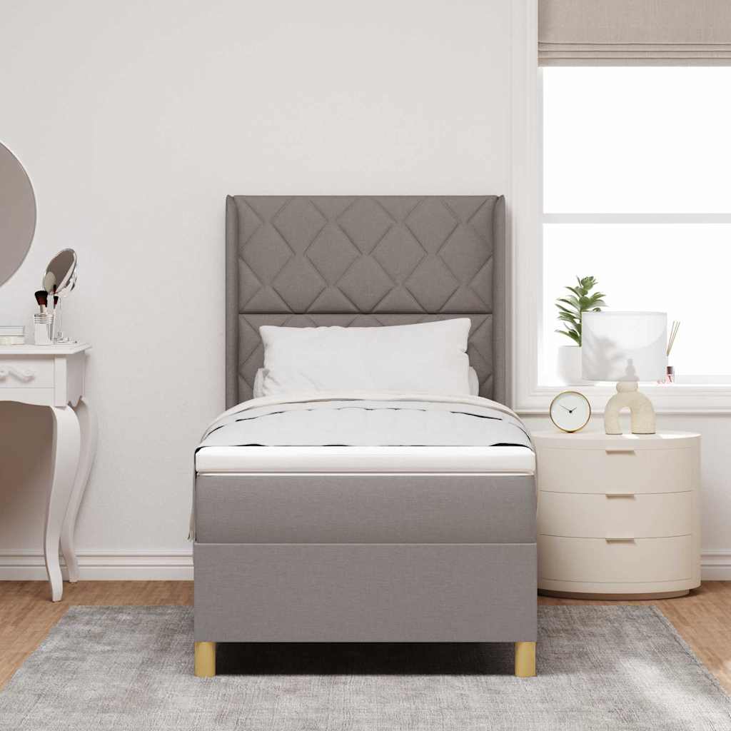 vidaXL Κρεβάτι με ελατήρια με κεφαλάρι Taupe 90 x 190 cm ύφασμα