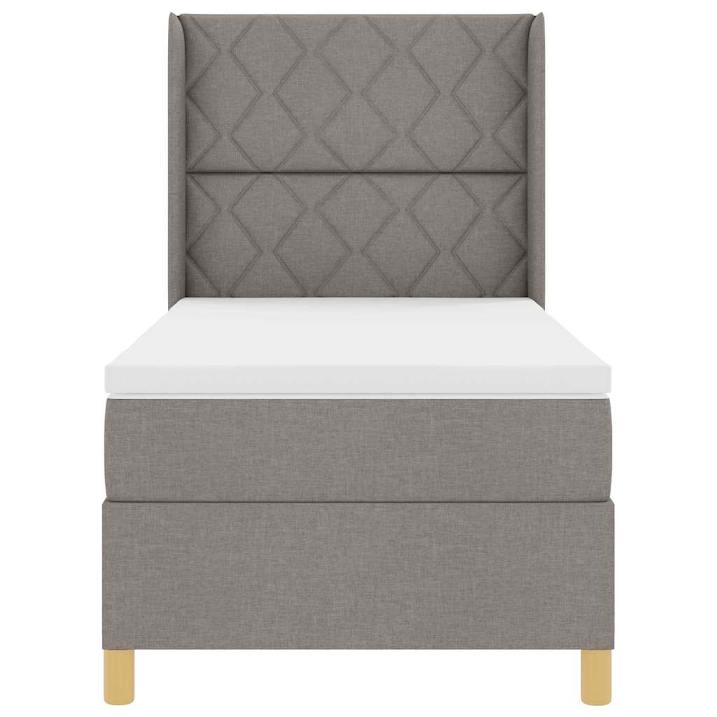 vidaXL Κρεβάτι με ελατήρια με κεφαλάρι Taupe 90 x 190 cm ύφασμα