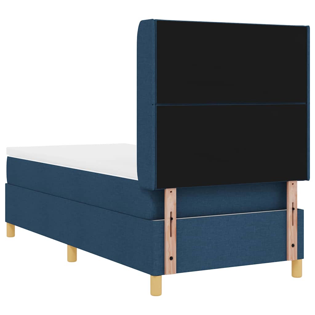 vidaXL Κρεβάτι με ελατήρια με κεφαλάρι Μπλε 90 x 190 cm ύφασμα