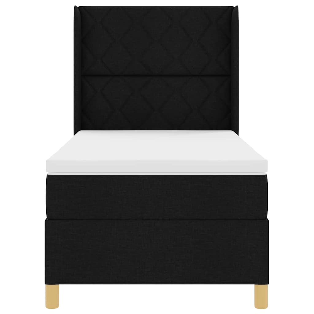 vidaXL Κρεβάτι με ελατήρια με κεφαλάρι Μαύρο 90 x 200 cm ύφασμα