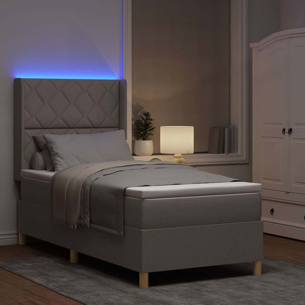 vidaXL Κρεβάτι με ελατήρια με κεφαλάρι Taupe 90 x 200 cm ύφασμα