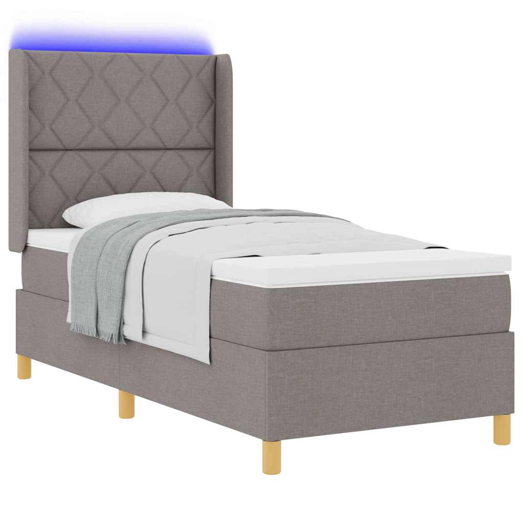 vidaXL Κρεβάτι με ελατήρια με κεφαλάρι Taupe 90 x 200 cm ύφασμα