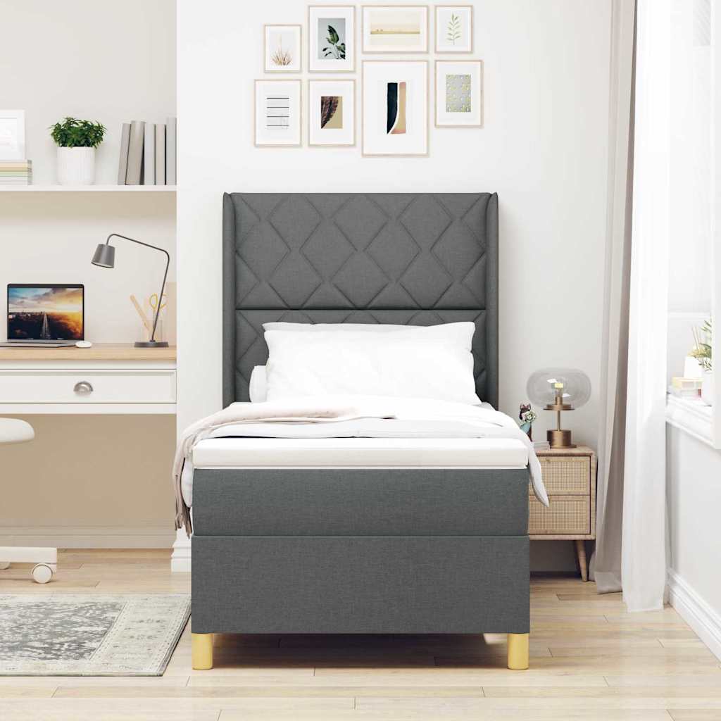 vidaXL Κρεβάτι με ελατήρια με κεφαλάρι Γκρι 100 x 200 cm ύφασμα