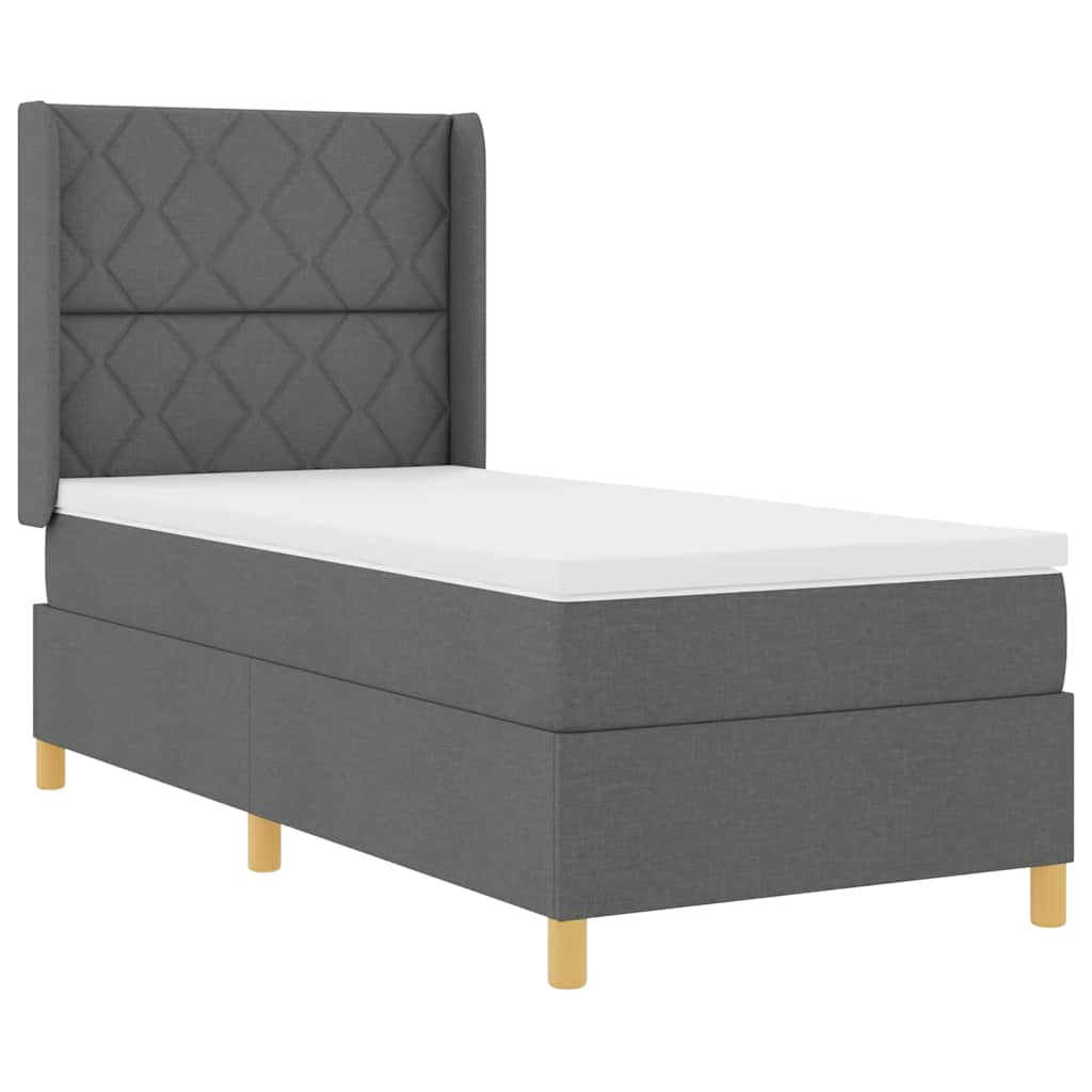 vidaXL Κρεβάτι με ελατήρια με κεφαλάρι Γκρι 100 x 200 cm ύφασμα
