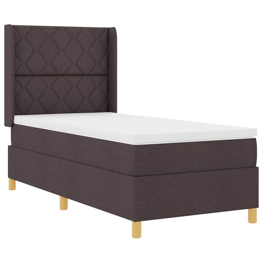 vidaXL Κρεβάτι με ελατήρια με κεφαλάρι Καφέ 100 x 200 cm ύφασμα
