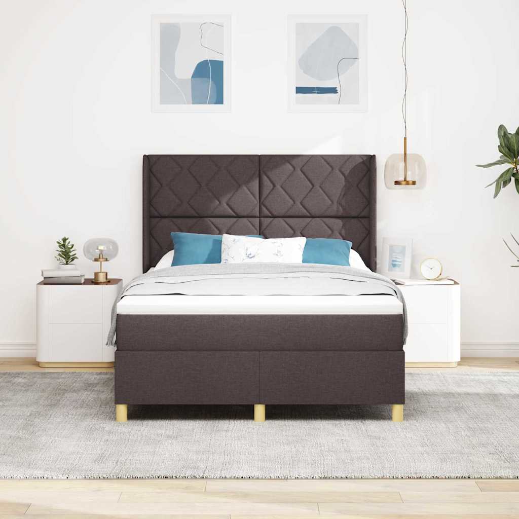 vidaXL Κρεβάτι με ελατήρια με κεφαλάρι Καφέ 140 x 190 cm ύφασμα