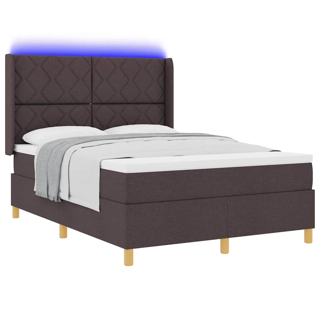 vidaXL Κρεβάτι με ελατήρια με κεφαλάρι Καφέ 140 x 190 cm ύφασμα