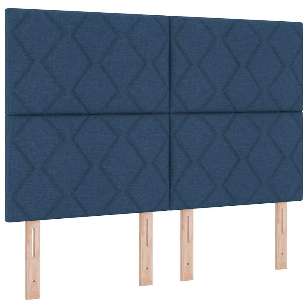vidaXL Κρεβάτι με ελατήρια με κεφαλάρι Μπλε 140 x 200 cm ύφασμα