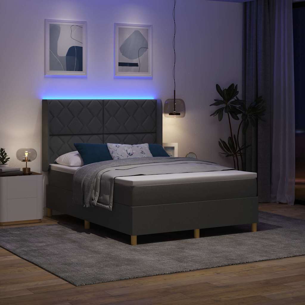 vidaXL Κρεβάτι με ελατήρια με κεφαλάρι Γκρι 160 x 200 cm ύφασμα