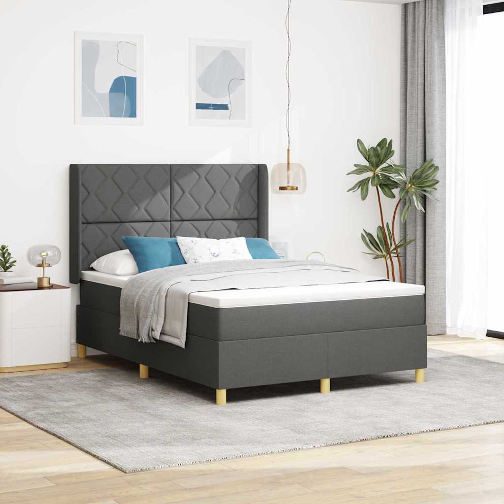 vidaXL Κρεβάτι με ελατήρια με κεφαλάρι Γκρι 160 x 200 cm ύφασμα