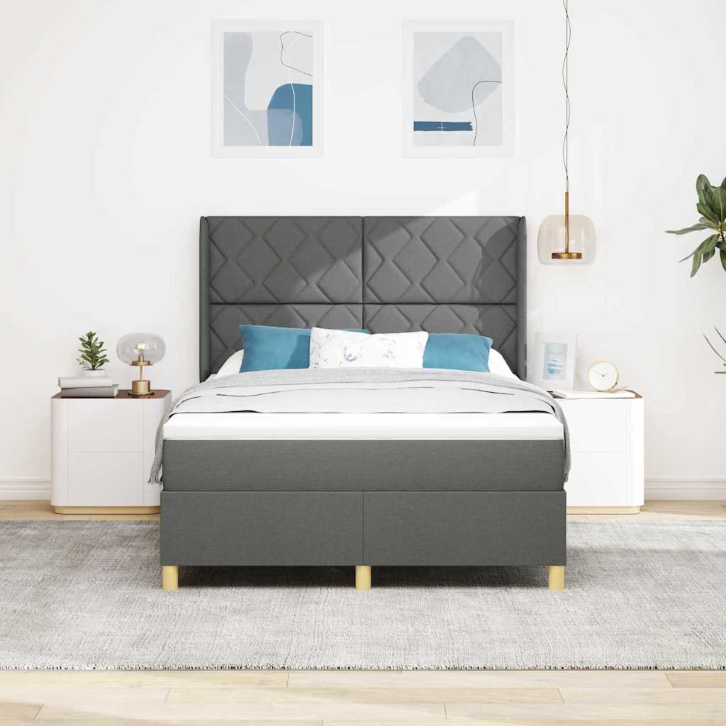 vidaXL Κρεβάτι με ελατήρια με κεφαλάρι Γκρι 160 x 200 cm ύφασμα