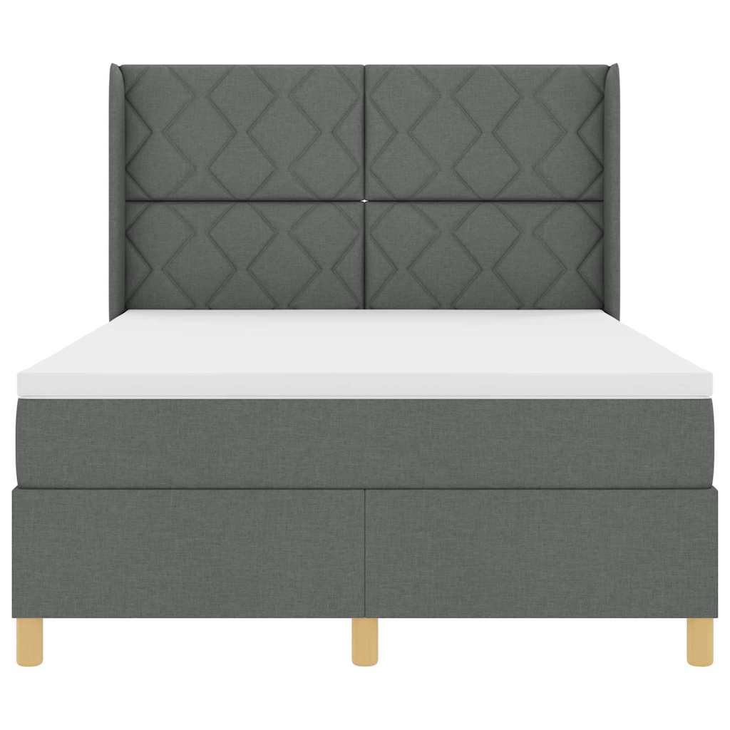 vidaXL Κρεβάτι με ελατήρια με κεφαλάρι Γκρι 160 x 200 cm ύφασμα