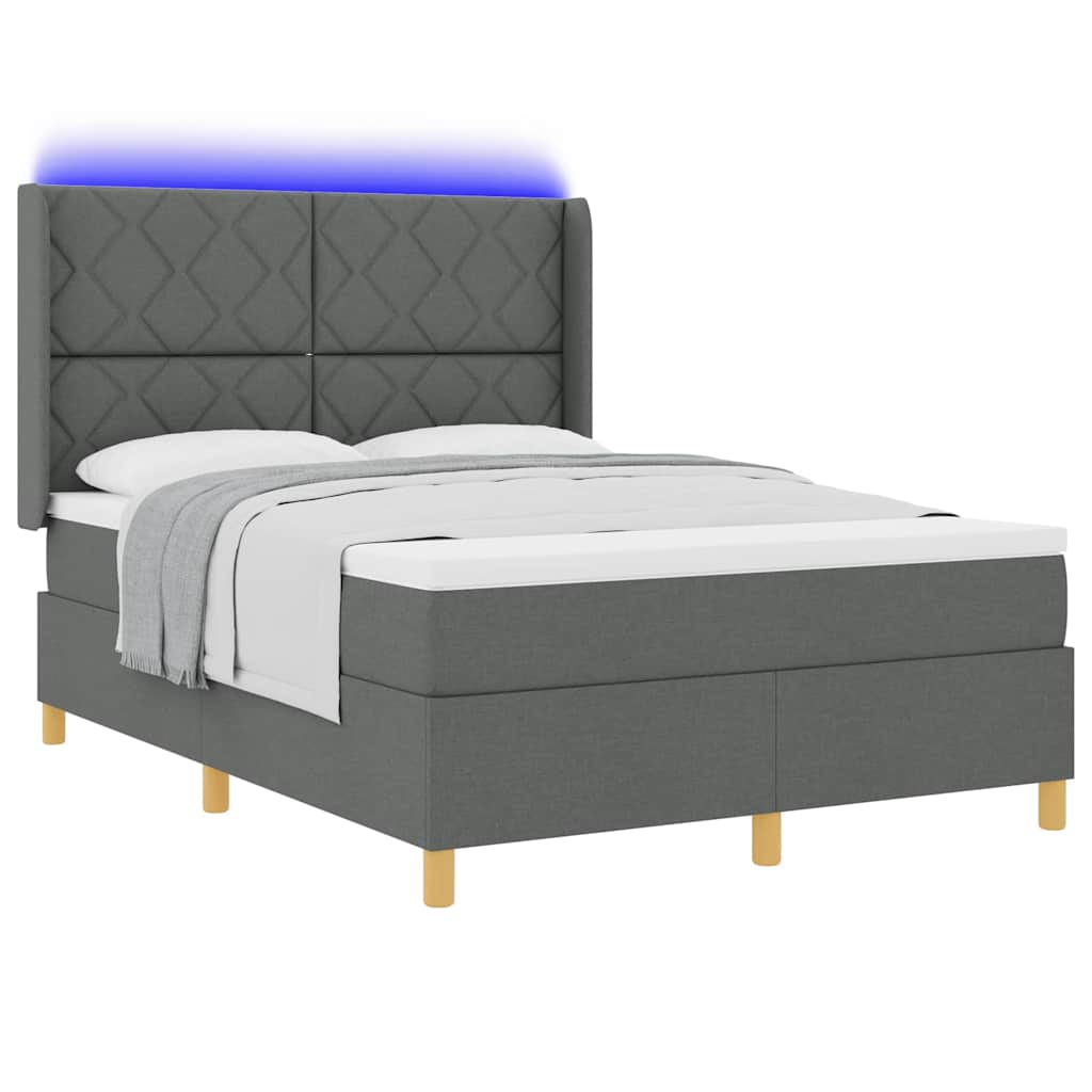 vidaXL Κρεβάτι με ελατήρια με κεφαλάρι Γκρι 160 x 200 cm ύφασμα