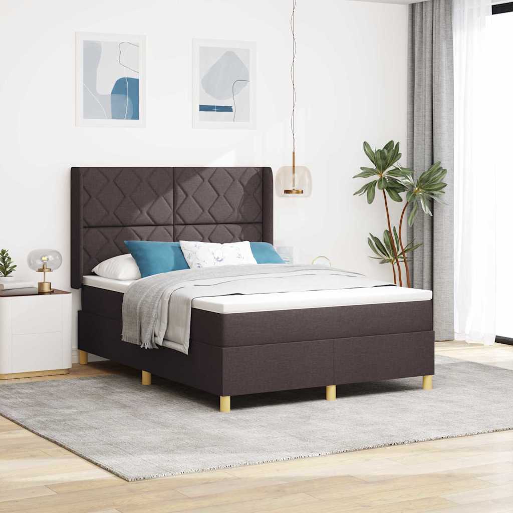 vidaXL Κρεβάτι με ελατήρια με κεφαλάρι Καφέ 160 x 200 cm ύφασμα