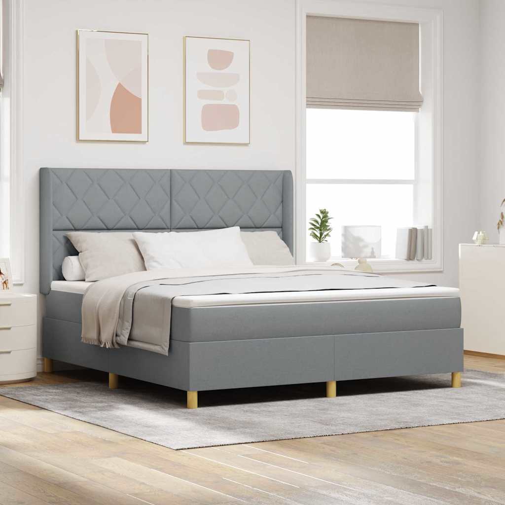 vidaXL Κρεβάτι με ελατήρια Ανοιχτό γκρι 180 x 200 cm ύφασμα