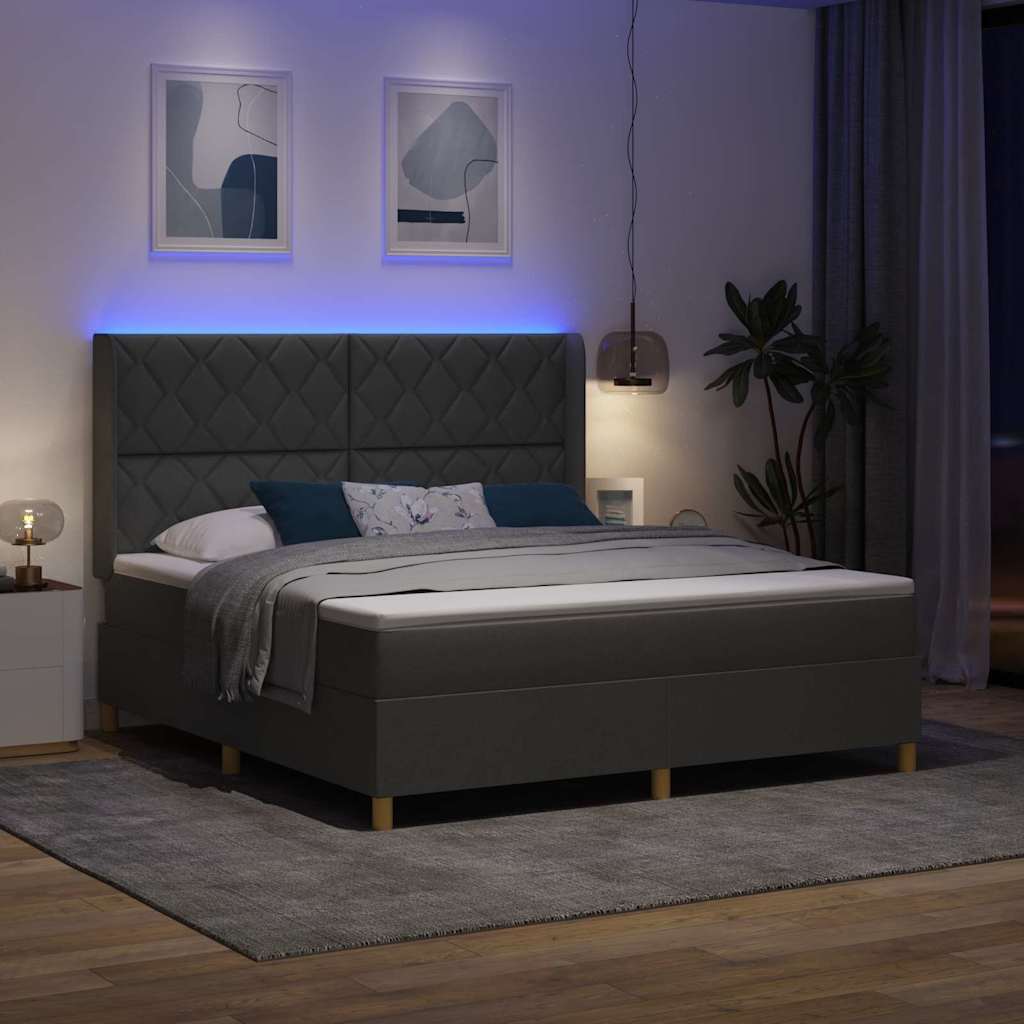 vidaXL Κρεβάτι με ελατήρια με κεφαλάρι Γκρι 180 x 200 cm ύφασμα