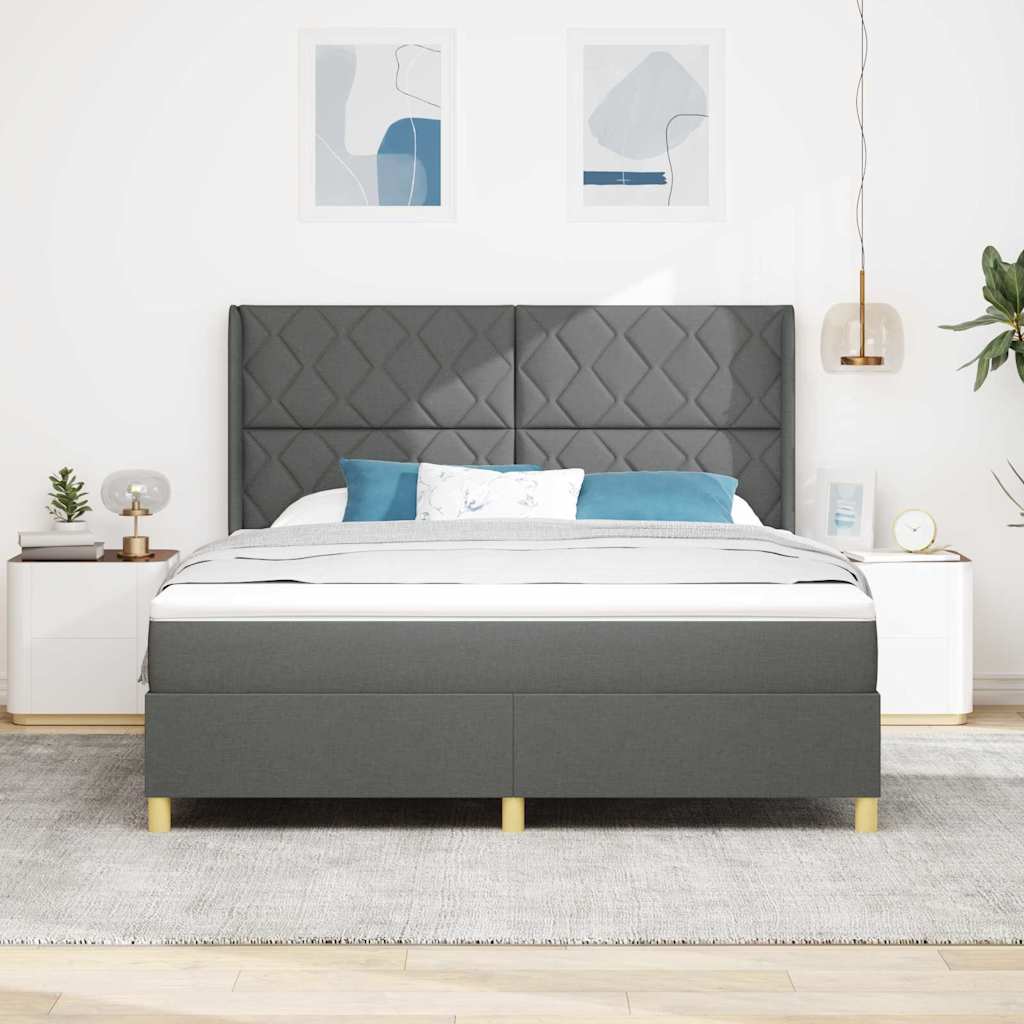 vidaXL Κρεβάτι με ελατήρια με κεφαλάρι Γκρι 180 x 200 cm ύφασμα