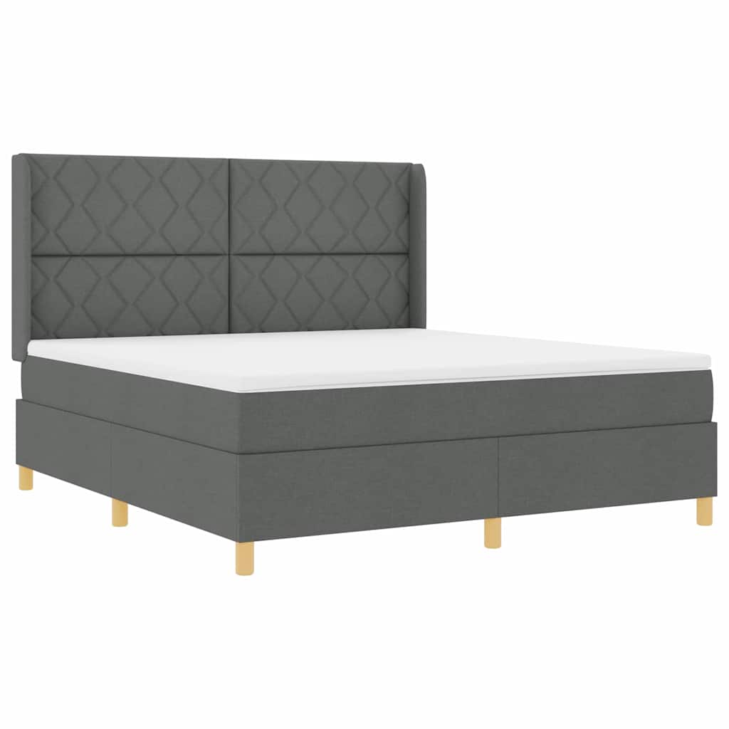 vidaXL Κρεβάτι με ελατήρια με κεφαλάρι Γκρι 180 x 200 cm ύφασμα