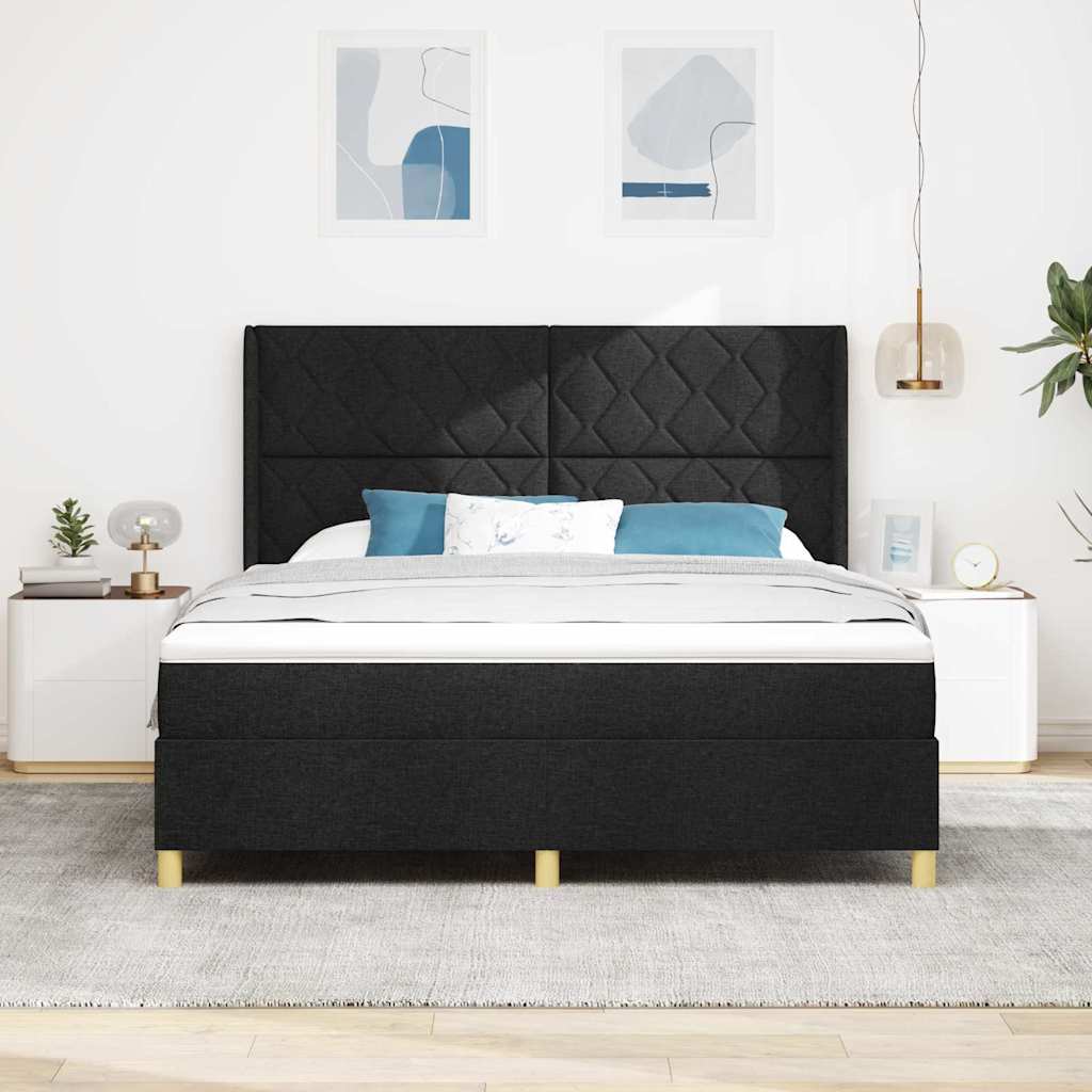 vidaXL Κρεβάτι με ελατήρια με κεφαλάρι Μαύρο 180 x 200 cm ύφασμα
