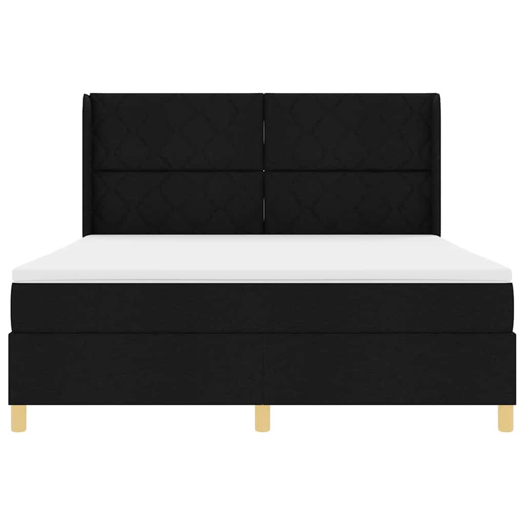 vidaXL Κρεβάτι με ελατήρια με κεφαλάρι Μαύρο 180 x 200 cm ύφασμα