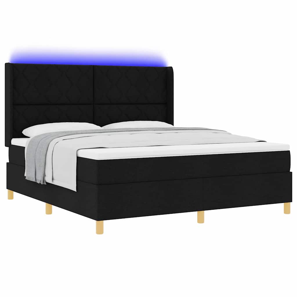 vidaXL Κρεβάτι με ελατήρια με κεφαλάρι Μαύρο 180 x 200 cm ύφασμα