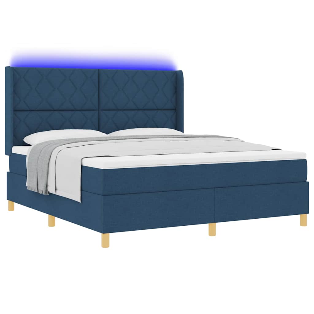 vidaXL Κρεβάτι με ελατήρια με κεφαλάρι Μπλε 180 x 200 cm ύφασμα