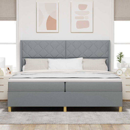 vidaXL Κρεβάτι με ελατήρια Ανοιχτό γκρι 200 x 200 cm ύφασμα